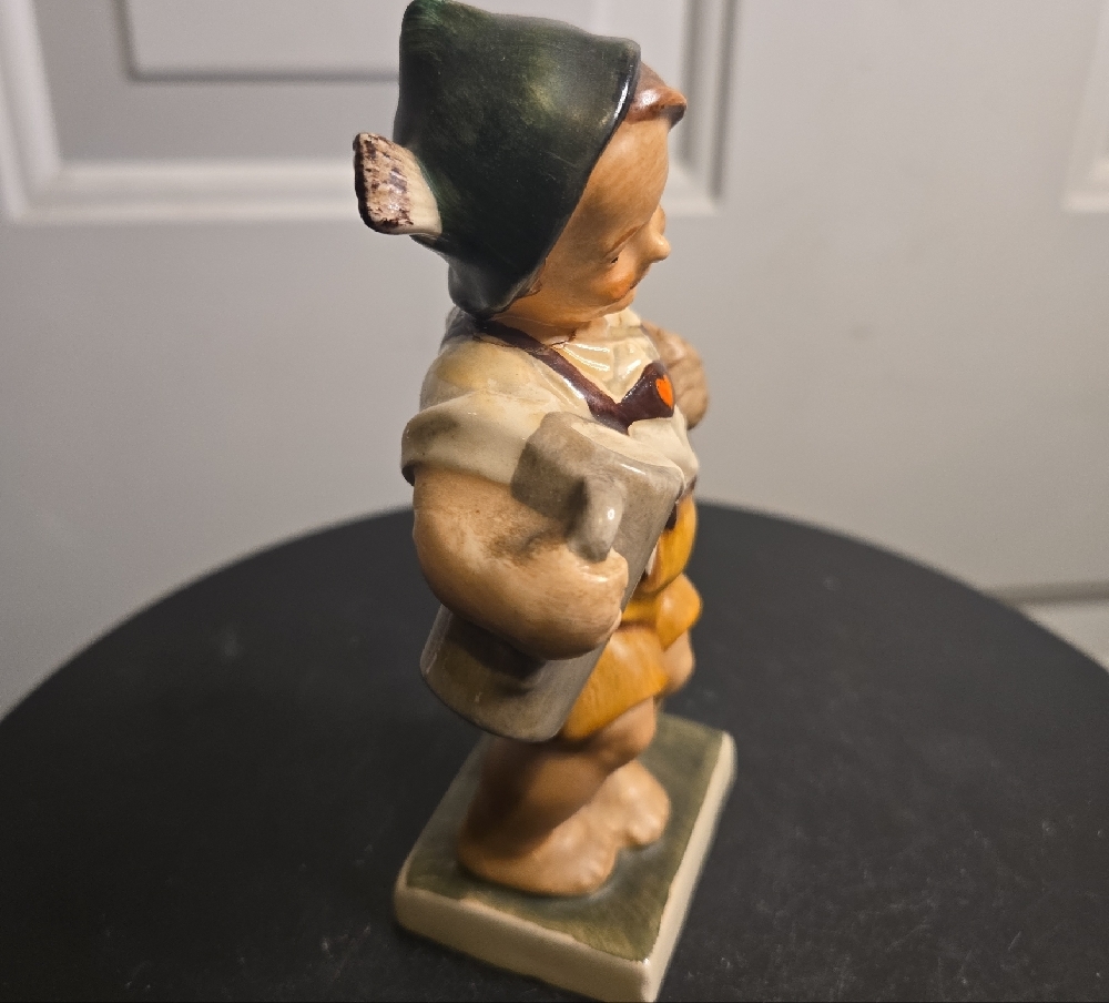 Vintage Friedel Germany Ceramic Boy Figurine with Green Hat And Blur Pitcher - Picture 2 of 10